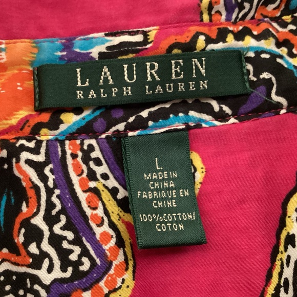 Lauren Ralph Lauren Fuchsia Paisley Button-Down Shirt Women’s Size Large - Picture 5 of 11